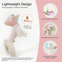 Touchdog Foldable Dog Cone Collar for Cats & Dogs - Adjustable Soft Recovery Collar with Waterproof PU Coating, Lightweight Design, 24.5cm/9.6in Wide Barrier (Pink Gradient Color, M)