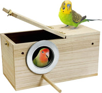 Parakeet Nesting Box, Bird Nest Breeding Box Cage Wood House for Finch Lovebirds Cockatiel Budgie - Medium: 9.8" x 5.1" x 5.3"