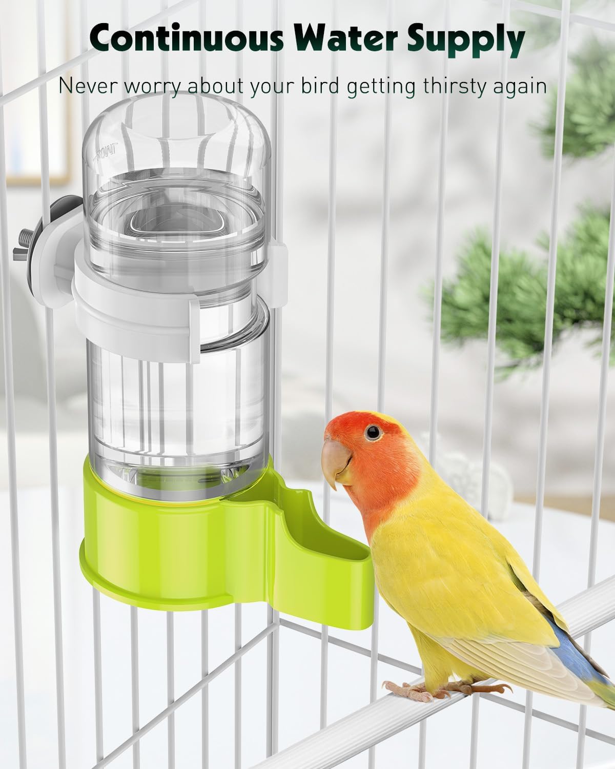 Pawfly 2 Pcs Bird Water Dispenser, Automatic Water Feeder - 2 PC / Green - image 3