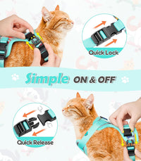 Cat Harness and Leash Set[MAX Safety 4th-Gen] Cute Escape Proof Vest - H603 Pro Purrfect Green / Small (7-12lb) - image 3