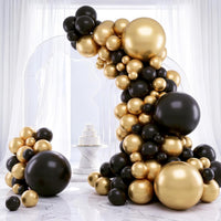 RUBFAC Gold Balloons Different Sizes Chrome Gold Balloon Arch Kit - Black Gold
