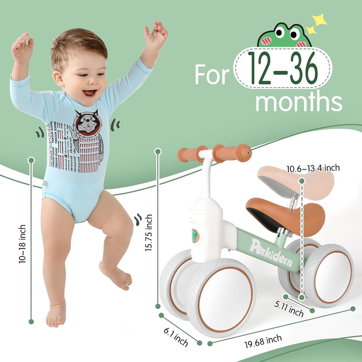 Balance Bike for 1+ Year Old Baby - Green - image 4