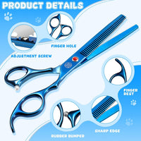 Professional Dog Grooming Scissors Set - 7 Inch (Pack of 5) / Blue - image 4