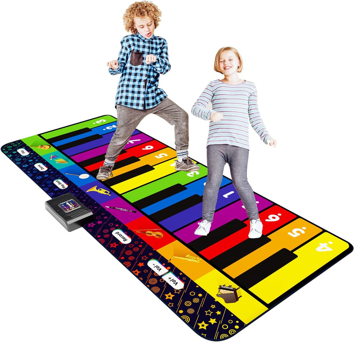 SUNLIN 6ft Floor Piano Mat for Kids Age 3-8 - 6 ft Rainbow Piano Mat