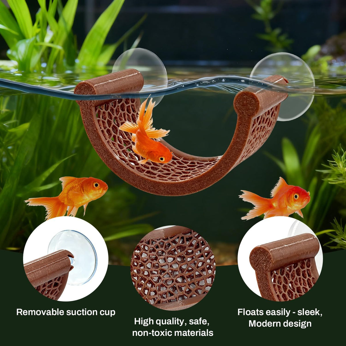 Betta Fish Hammock, White Floating Resting Leaf with Suction Cup - Brown - image 3