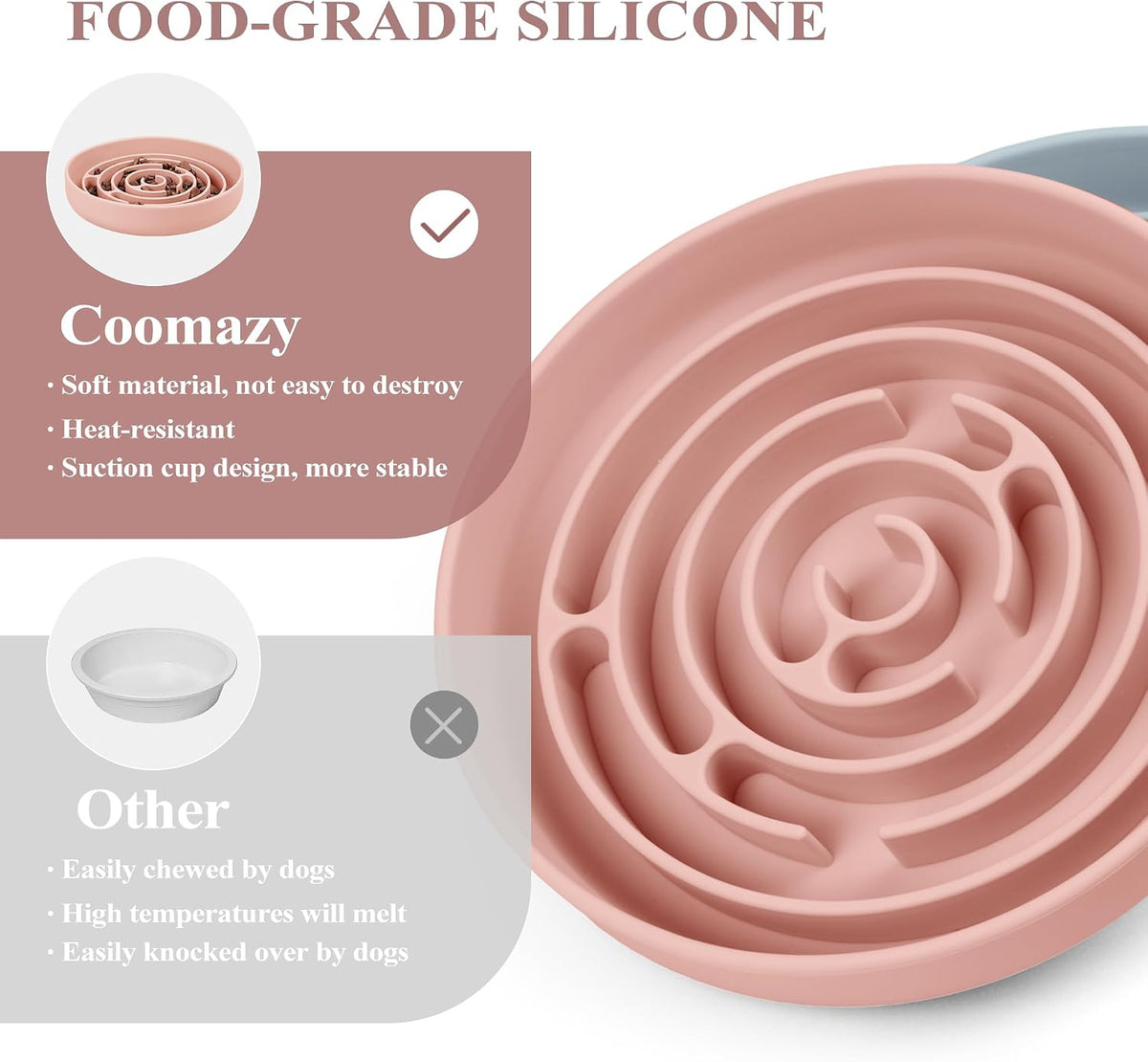 Coomazy Extra Large Slow Feeder Bowl - Pink / L - image 4