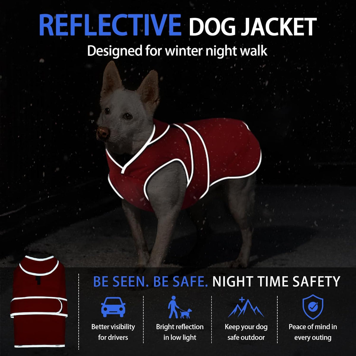 MIGOHI Warm Dog Coat Waterproof Winter Dog Jacket, M - Red / X-Large - image 4