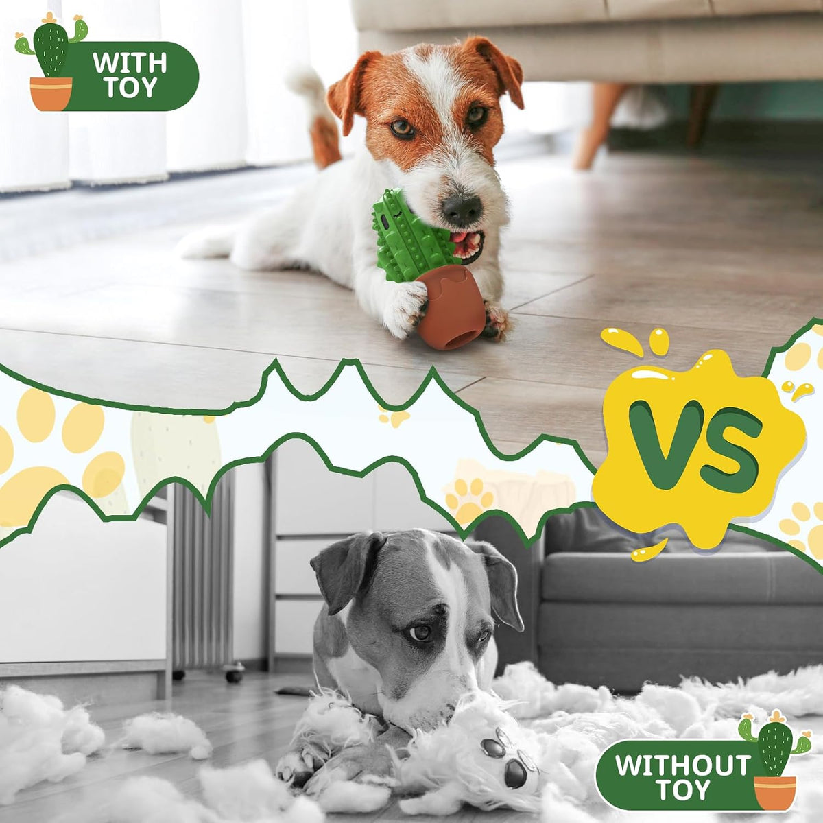 Cactus Dog Chew Toy for Aggressive Chewers - For Medium Large Dog / Green - image 3