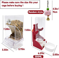 No Mess Bird Feeder for Cage Automatic Small Bird Food Container - Red+Transparent / 2Pcs - image 2