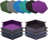 SIQUK 6 Pieces Dice Tray Hexagon Dice Rolling Holder Folding PU - Violet, Black, Cyan, Blue, Gray, Dark Green