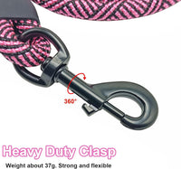 MayPaw Rope Dog Leash, Thick Leash for Medium Large Dogs - pink black / 1/2" * 10' - image 2