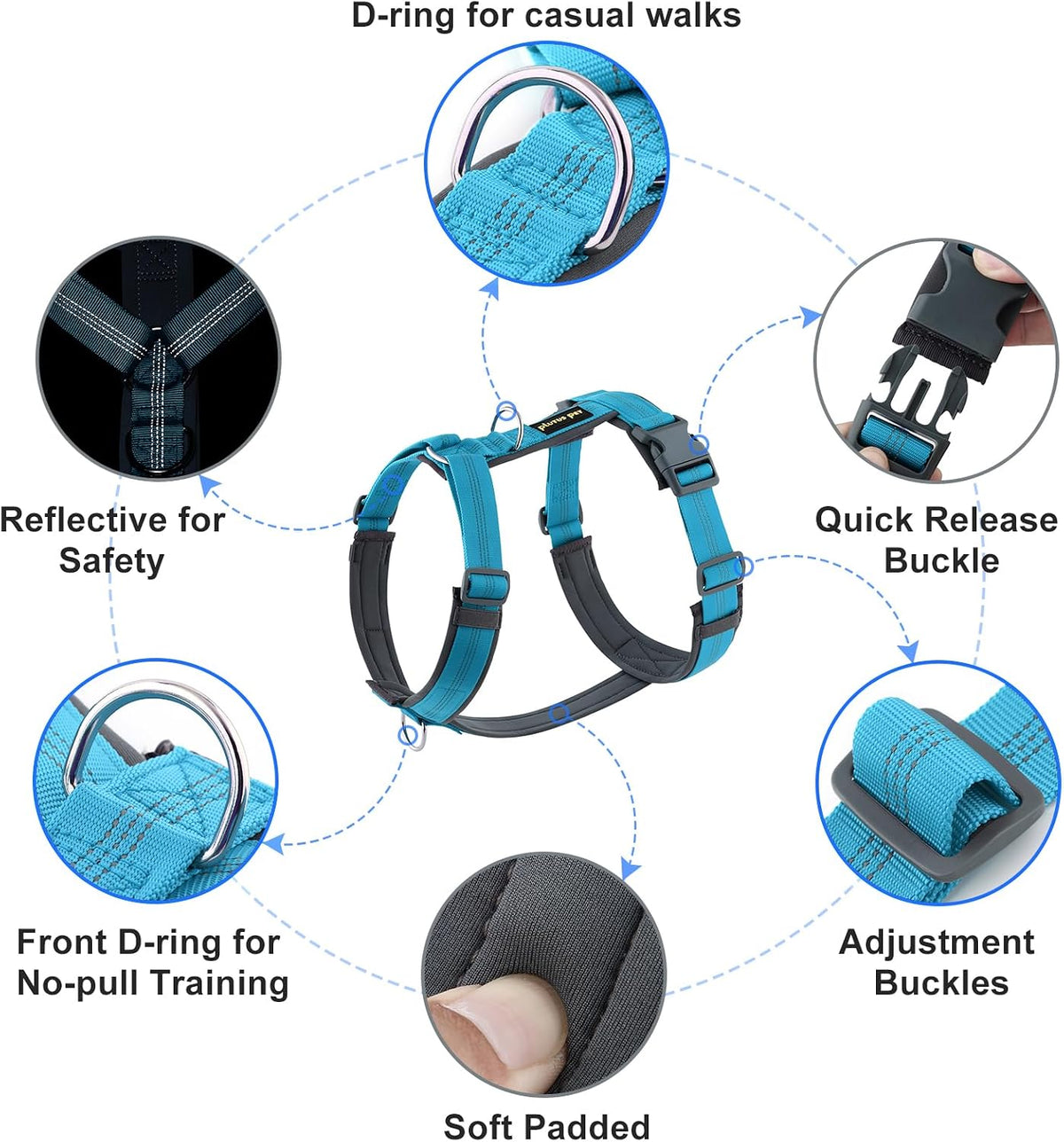 Plutus Pet No Pull Dog Harness - M / Cyan - image 2