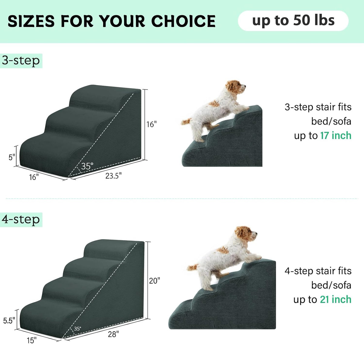 4 Step Dog Stairs Pet Ramp for High Beds, Sofas and Cars – Essentials for Dogs - Dark Gray / 3.0 / 3-Step 16"H - image 4