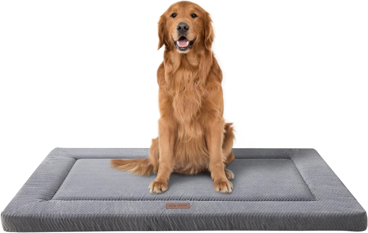 Dog Bed for Crate, Medium/Large Dogs Crate Bed - 42.0"L x 27.0"W x 1.6"Th / Wave Grey