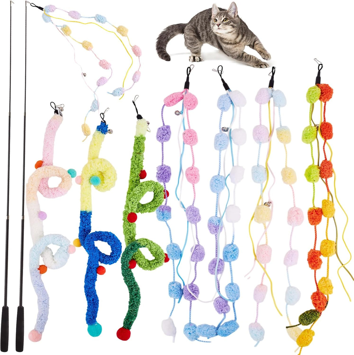 9PCS Interactive Bird Simulation Cat Toy Set with Suction Cup Indoor – Essentials for Cats - 9pcs