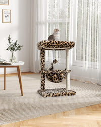 SYANDLVY Small Cat Tree for Indoor Cats - Leopard Print / Top Perch with Basket - image 2