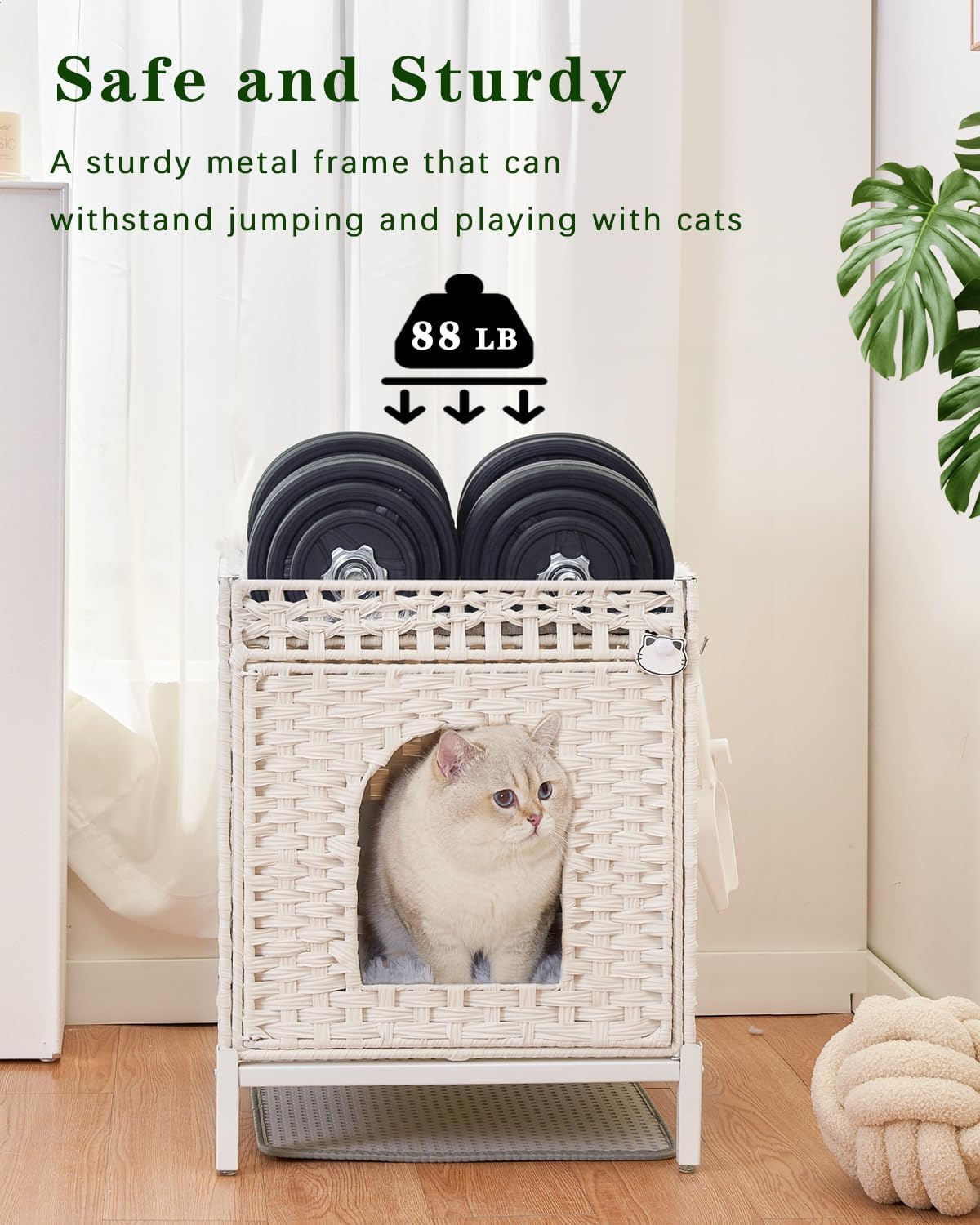 Cat Litter Box Enclosure Hidden Litter Box Furniture - Medium / White - image 3