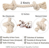 Barida Natural White Cotton Tough Dog Rope Toy for Medium & Large - Small (12.00") - image 3