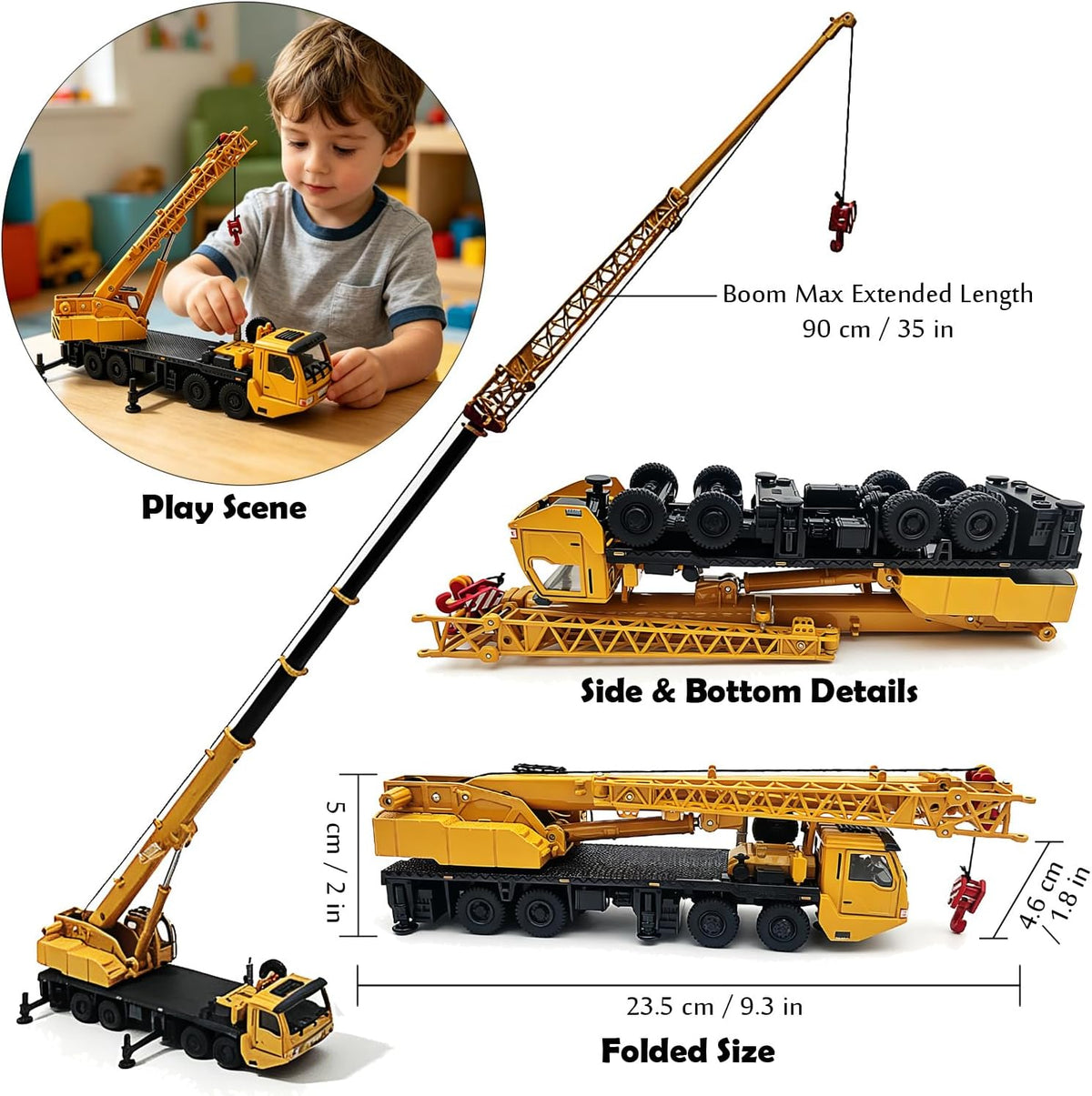 Tipmant 1:87 scale yellow die-cast alloy excavator toy truck with rotating arm - view 15