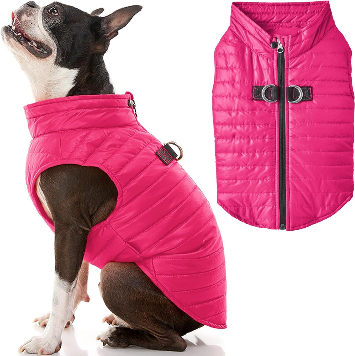 Gooby Puffer Vest Dog Jacket - Large chest (20.75") / Pink