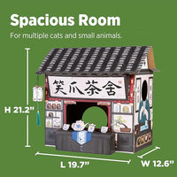 Cat Beds for Indoor Cats, Cardboard House with Scratchers, Tea House, Large Sturdy Cat Furniture Condo Cave Tent, Easy to Assemble Pet Toys Accessories Stuffs, Bunny Small Animals