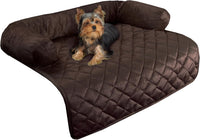 Couch Cover for Dogs - 35x35 Pet Furniture Protector with Memory Foam Neck Bolster, Quilted Fabric - Brown / Small