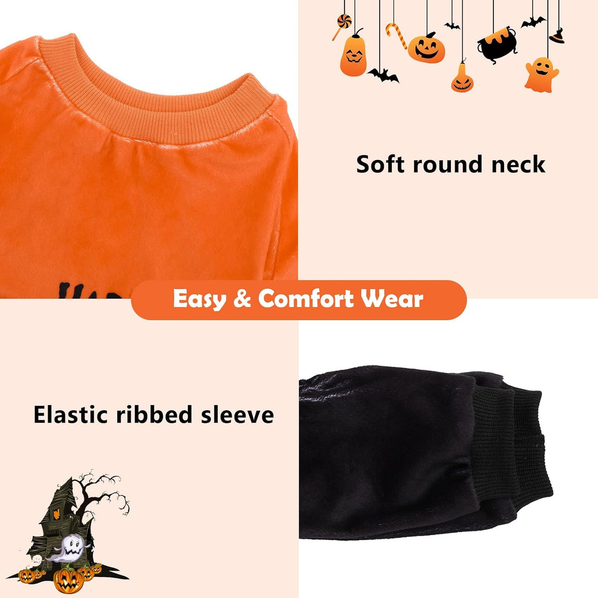 CuteBone Dog Halloween Pajamas Puppy Onesies Small Dogs Soft Pjs Coat - X-Large / Happy Halloween - image 3
