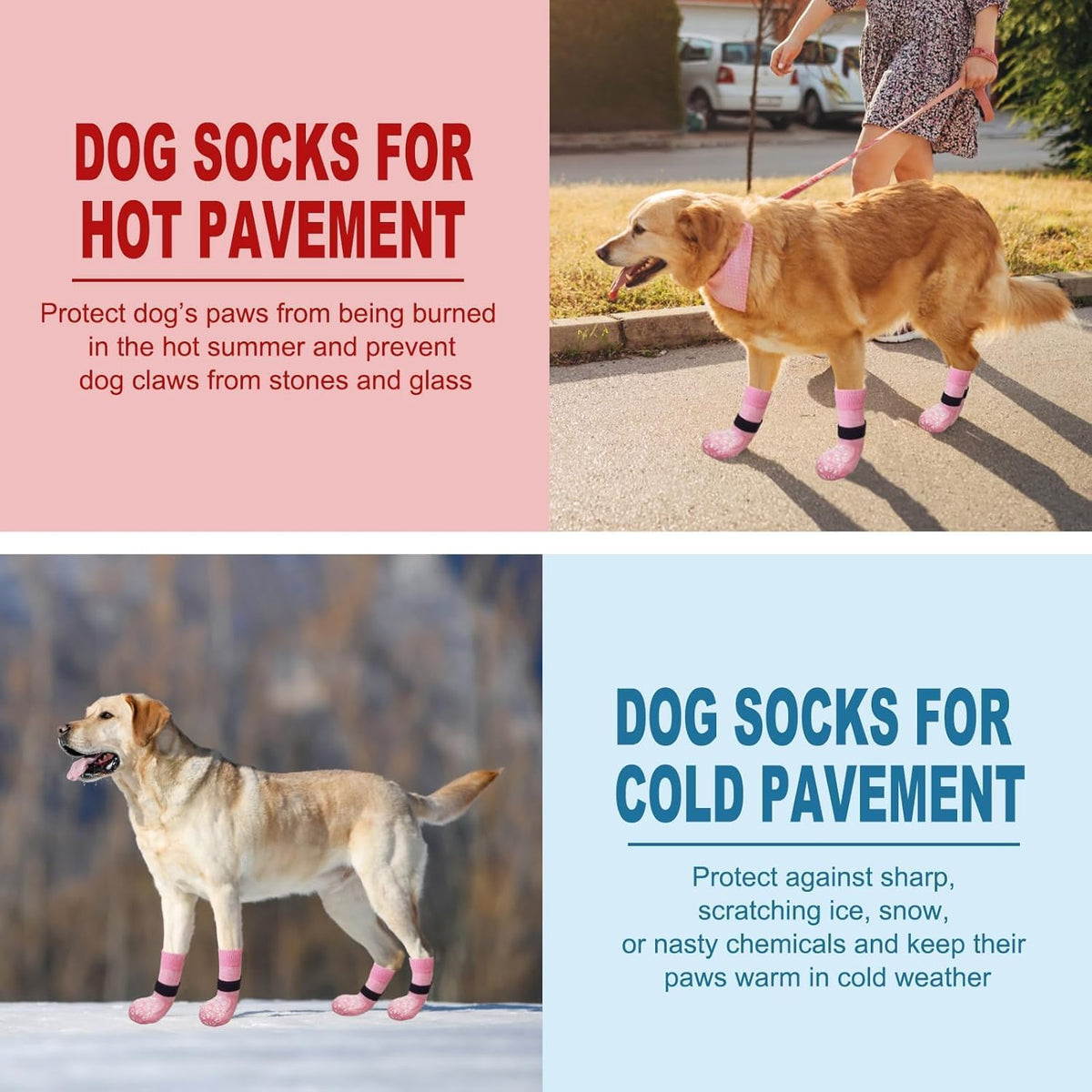 Anti Slip Dog Socks to Prevent Licking Paws - XX-Small (4 Count) / Pink - image 3