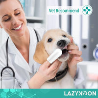 LAZYNOON Dog Teeth Cleaning Wipes - Dog Dental Wipes, Pet Dental Finger Wipes for Dogs & Cats Teeth with Brushing Beads, Removes Plaque and Tartar Buildup, Freshens Breath, 60 Count