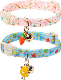 Halloween Cat Collar-2Pack Autumn Pumpkin Kitten Collars-Funny - EasterBunnyChicks&CarrotsBow