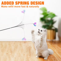 JXFUKAL Cat Toys - 2 in 1 Spring Cat Wand Toy with 2PCS Ultra-Long Cat Teaser, 4PCS Spring Steel - CAT WAND TOY SET - image 4