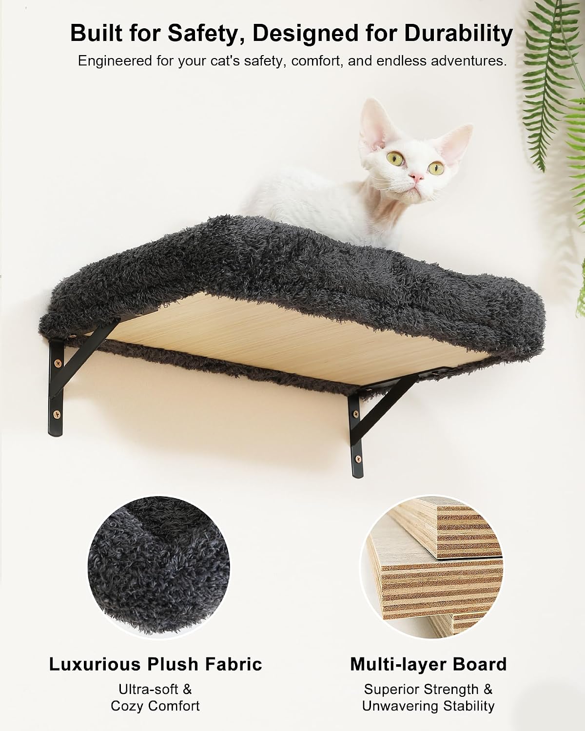FUKUMARU Cat Wall Shelves Set - Grey - image 3