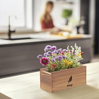 Wildflower Seed Mix Growing Kit - Includes Perennial & Annual Wild Flowers, Burlap Planters, Soil, Wooden Box, and Gardening Tools for Indoor Garden and Patio Planting