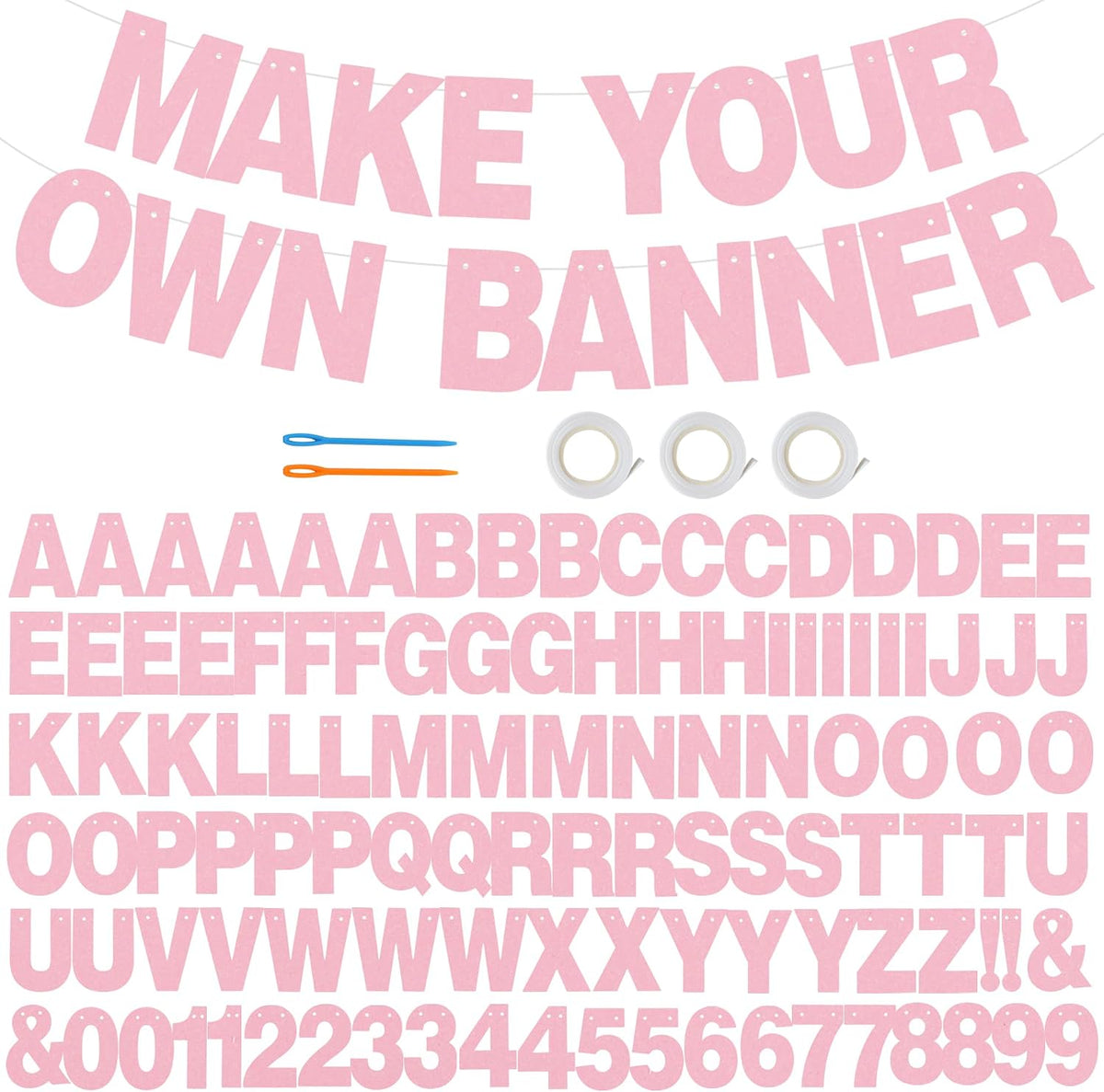 BEISHIDA 116 PCS A-Z DIY Letter Custom Banner Birthday Party Decor – Fun for Kids & Family - Matte Pink
