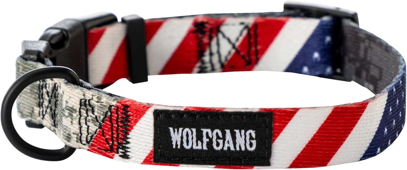 Wolfgang Heavy Duty, Adjustable Dog Collar with Quick Release Nylon Buckle for Walking & Training - Medium (1 Inch x 12-18 Inch) / DigitalDog Print