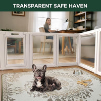 FXW AuraSpace Acrylic Indoor Unleashed Dog Playpen for Small and Medium Dogs, 30 Inch, 8 Panels, White