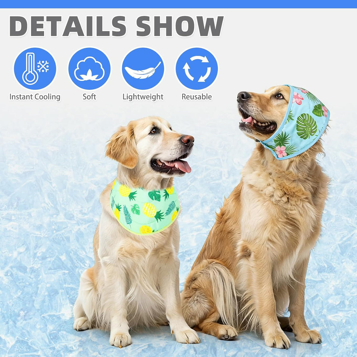 KOOLTAIL Dog Cooling Bandana - Pineapple+Hawaii / Neck Girth(12-20in) - image 4