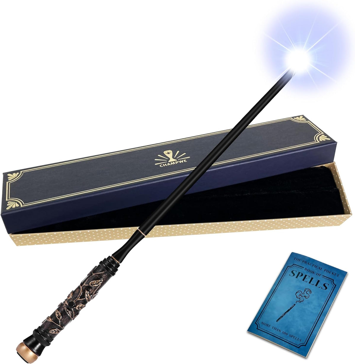 ChampWe Light Up Magic Wizard Wand Rechargeable Illuminating Toy - Foliage