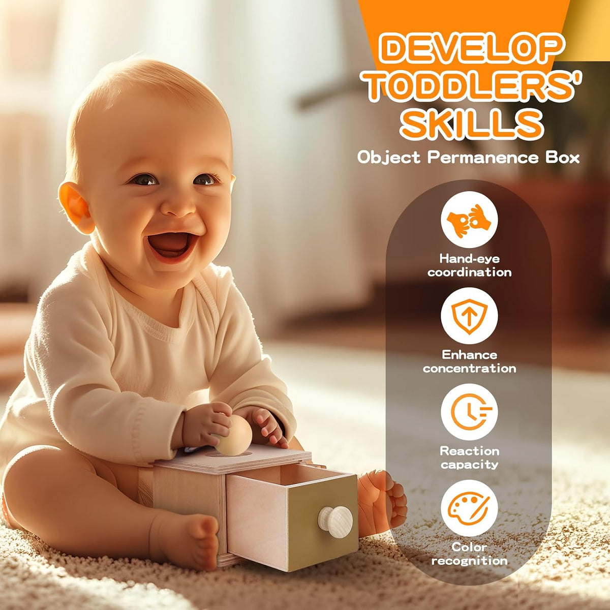 Starrykids 6-in-1 Montessori toys for babies 0-6 months with spinning drum and tummy time mirror - view 8