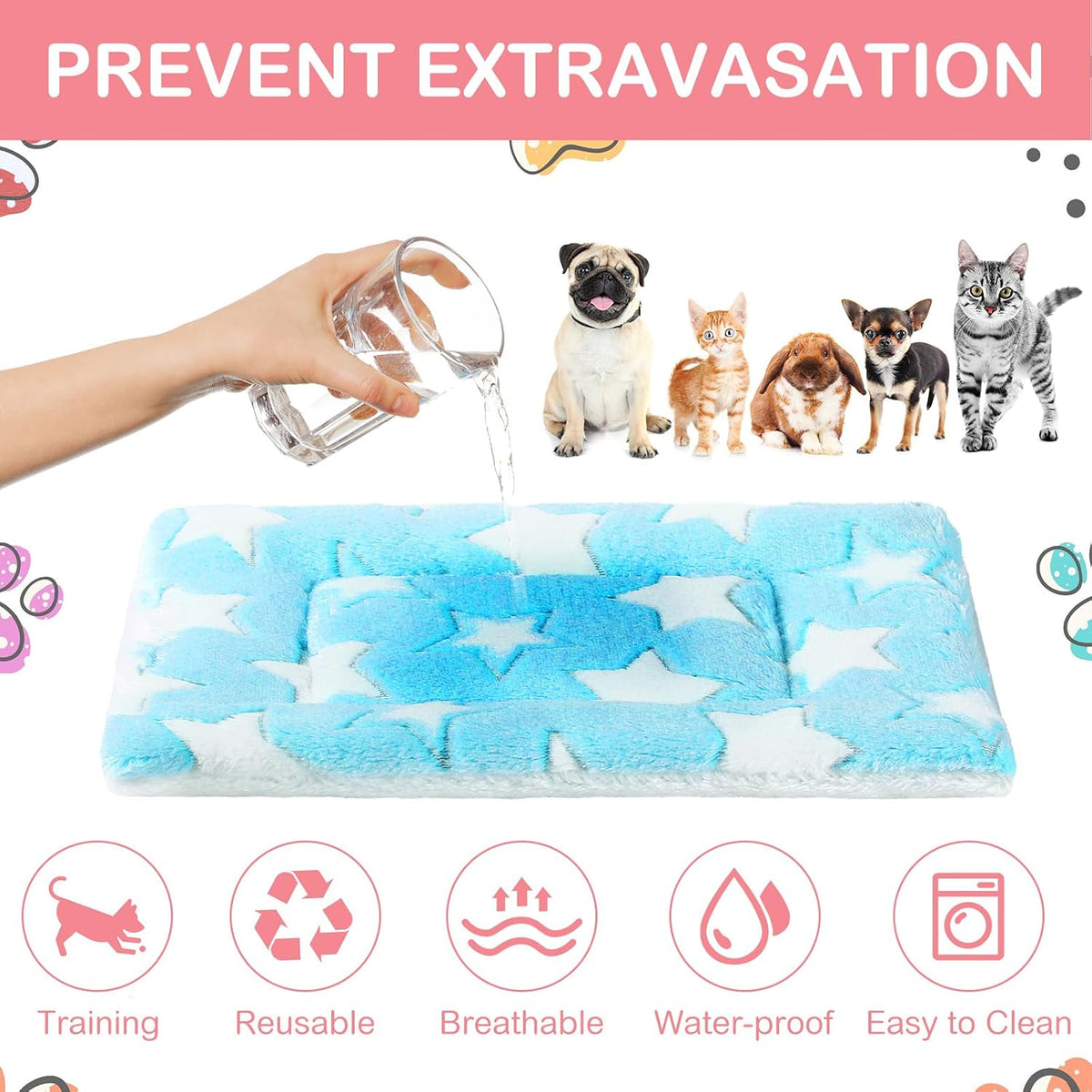 Haull 4 Pcs Waterproof Guinea Pig Bedding Mat, 13 x 10 - Cute Star / 13 x 18.5 Inch - image 3