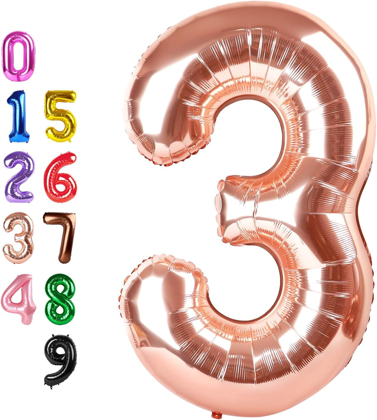 Number Balloons Blue 7 Balloon Numbers 40 inch for 7th Birthday - Rose Gold / Number 3