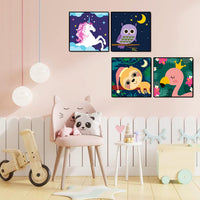 CarlonLin framed paint by number for kids, 4 pack of 8x8 inch canvas kits - view 4