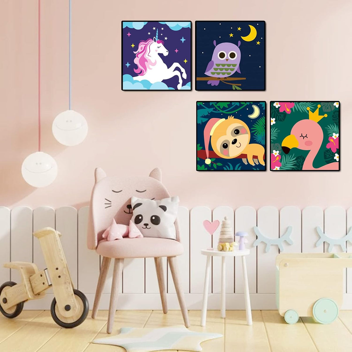 CarlonLin framed paint by number for kids, 4 pack of 8x8 inch canvas kits - view 4