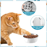 Lallisa 2 Pcs Elevated Cat Bowls, Adjustable Raised Feeder - Blue, White - image 4