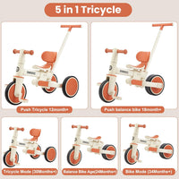 Bobike 5-in-1 toddler tricycle with push handle and seat backrest in purple - view 8