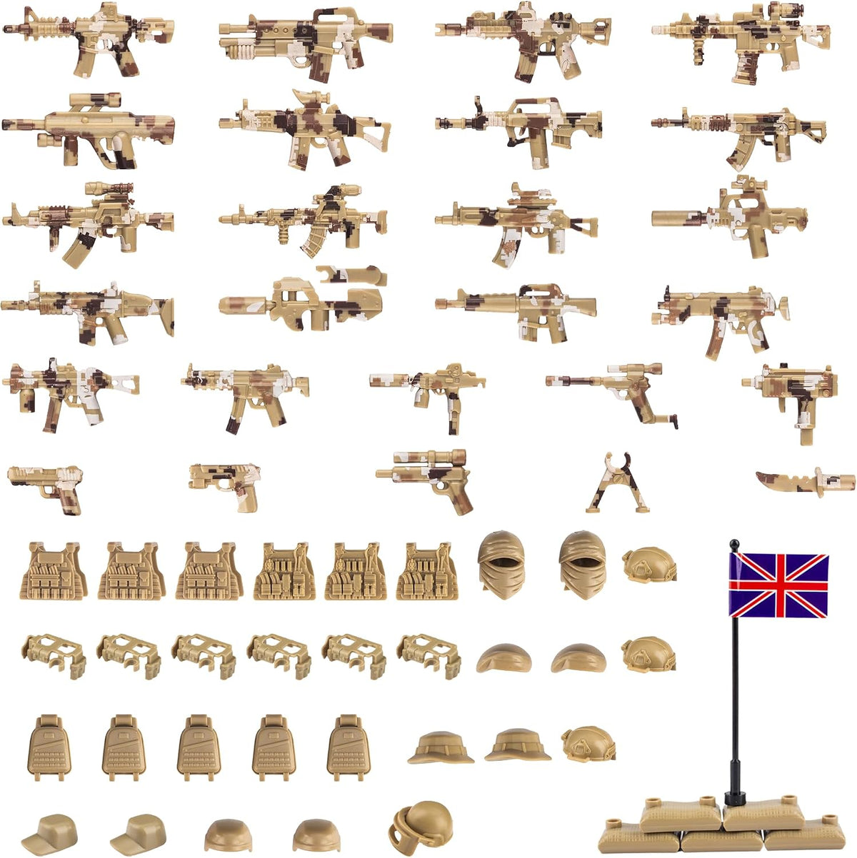 83 Pcs Toy Soldiers Figures US Army Battle Toy Set - UK Force Weapons(63pcs)