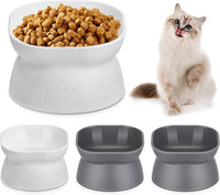 4 Pieces Plastic Tilted Elevated Cat Bowls Raised Cat Food Bowls - White and Grey