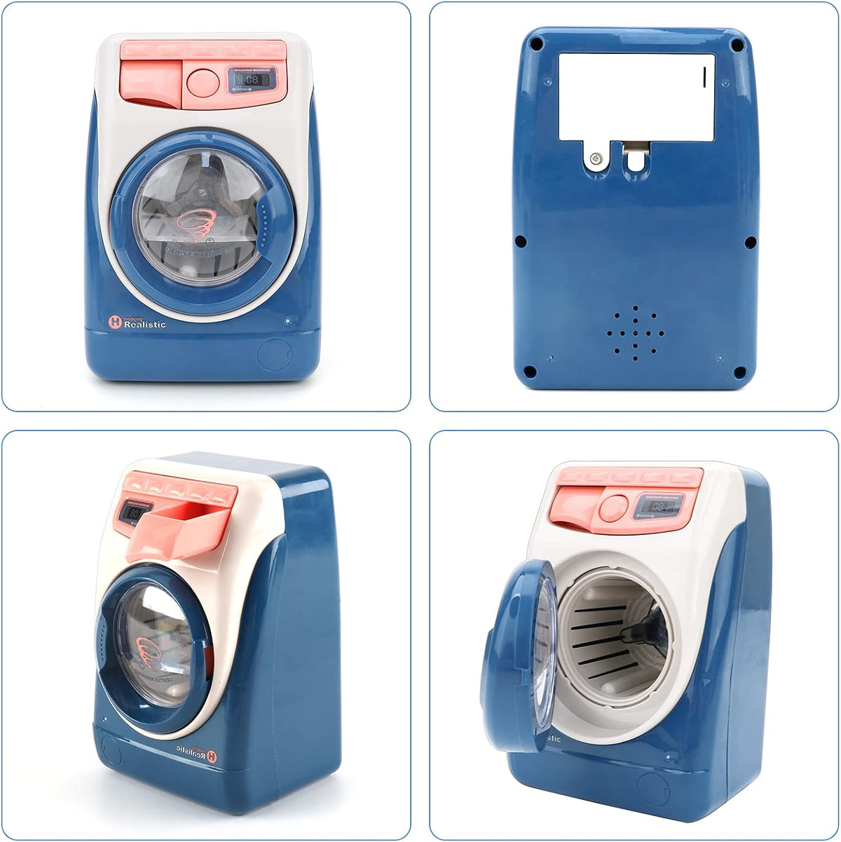 deAO Washing Machine Toy for kids Sound Lights Laundry Play Set - Blue - image 4