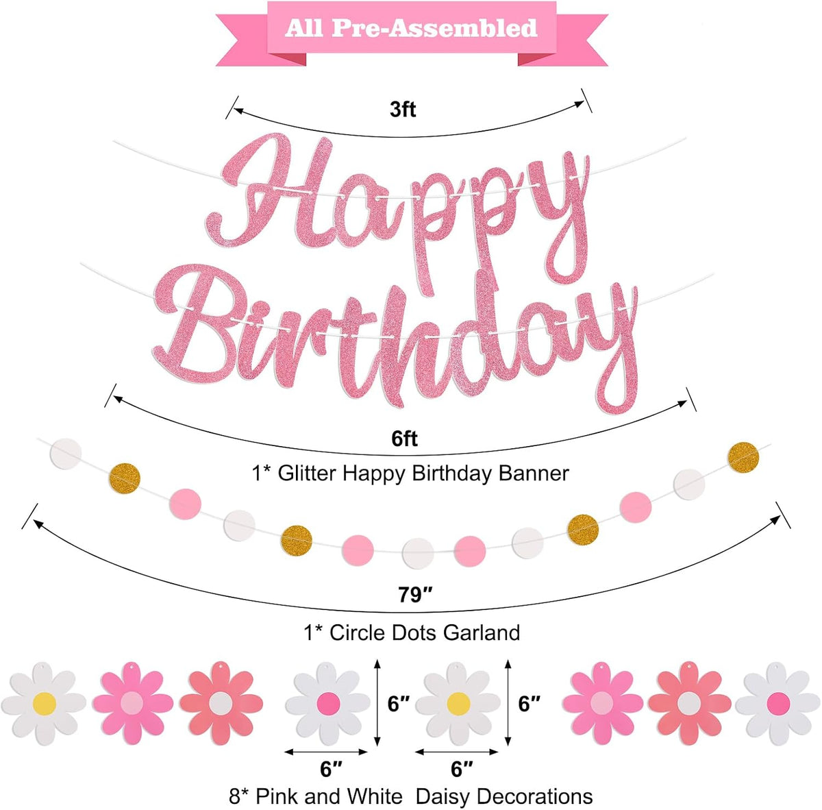 Halloween Birthday Banner - Pink & White / Flower - image 2