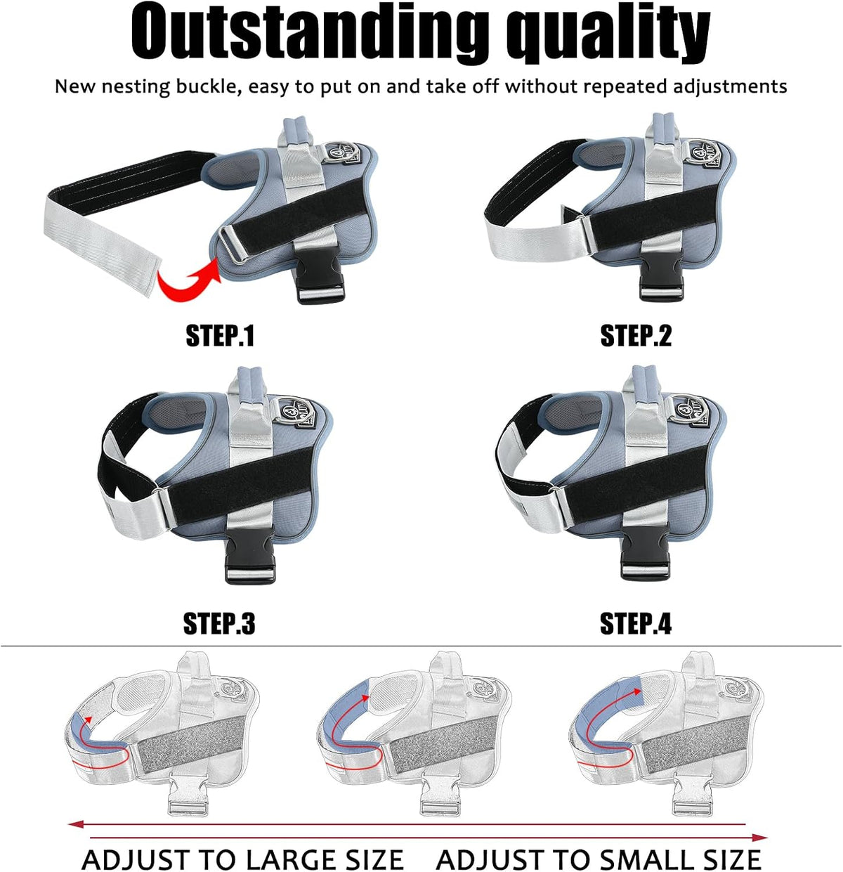 Bolux Dog Harness, No-Pull Reflective Dog Vest - X-Large (Pack of 1) / Silver - image 3